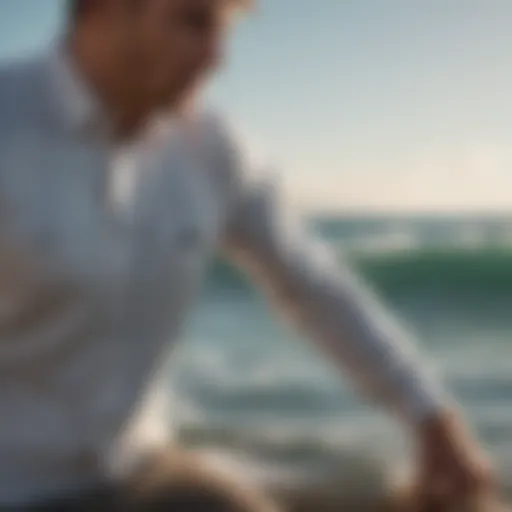 Dynamic RVCA button shirt being worn during a surf session