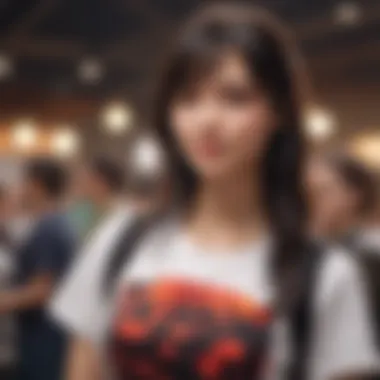 Fan wearing a RWBY t-shirt at a community event, highlighting engagement.