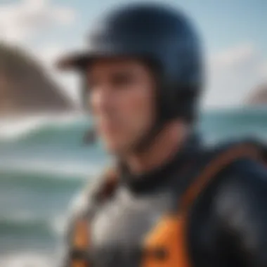 Vital Safety Gear for Kite Surfers Safety equipment for kite surfing, including helmet and life jacket.