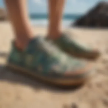 Close-up of Sanuk Tropical footwear showcasing unique design elements