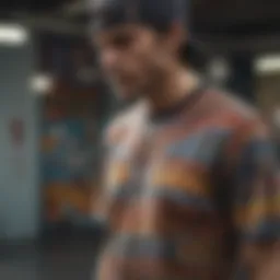 An artistic display of vibrant skateboard shirt designs showcasing various cultural motifs