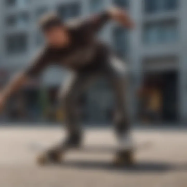 Tall skateboarder demonstrating proper stance on a skateboard