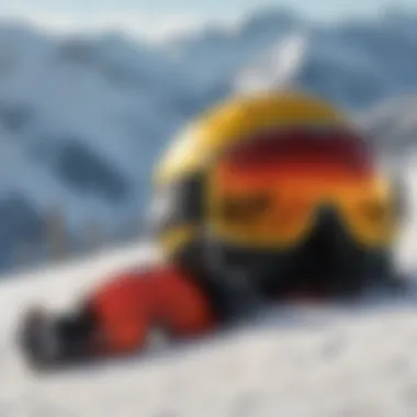 Safety gear displayed on a ski slope