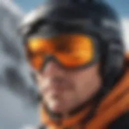 Dynamic action shot showcasing Spy Bravo Goggles during a snowboarding descent