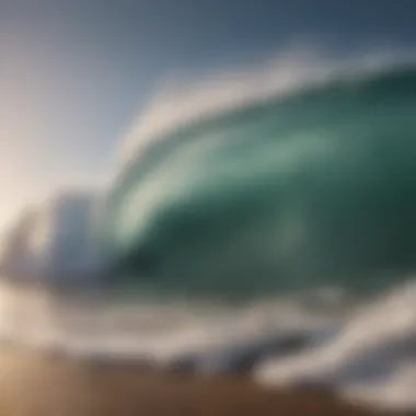 Epic Wave Conditions A stunning wave crashing on the shore, perfect for surfing.