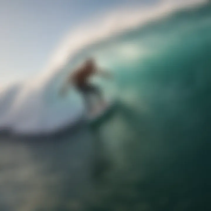 A surfer enjoying the thrill of riding a wave.