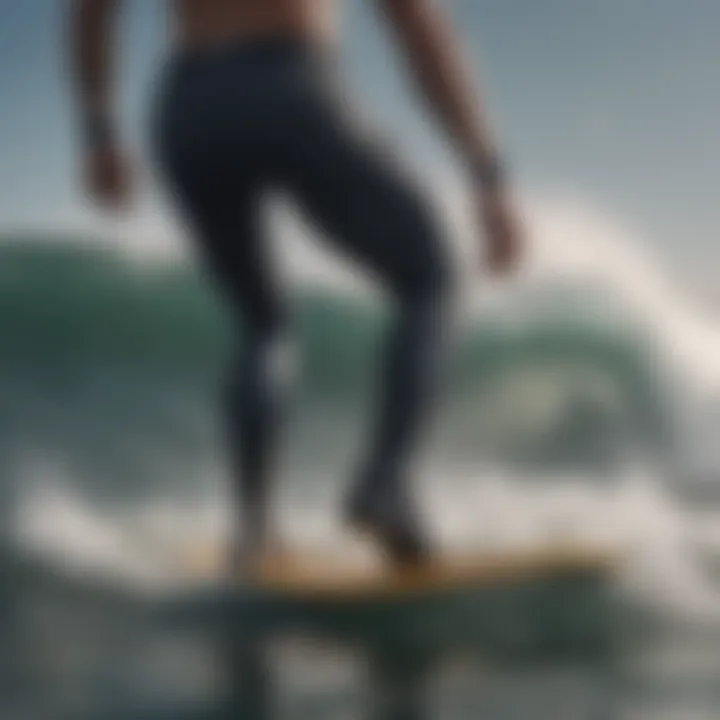 Surfer with trefoil quarter socks captured on a wave