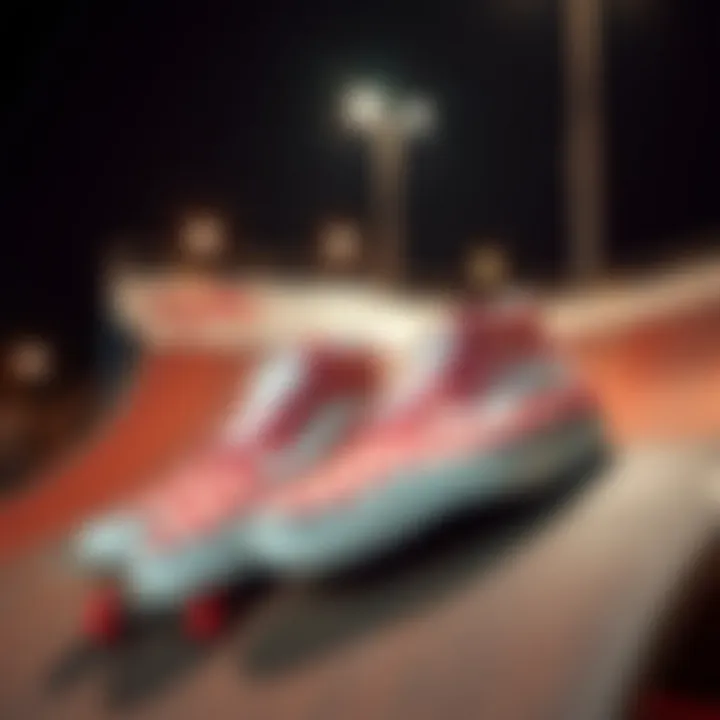 Red Checkerboard Vans on Skateboarding Ramp Red checkerboard Vans on a skateboarding ramp, symbolizing culture