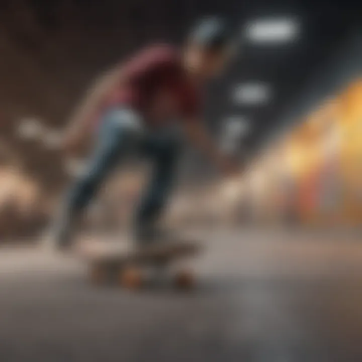 A diverse group of skaters performing tricks at a local skatepark.