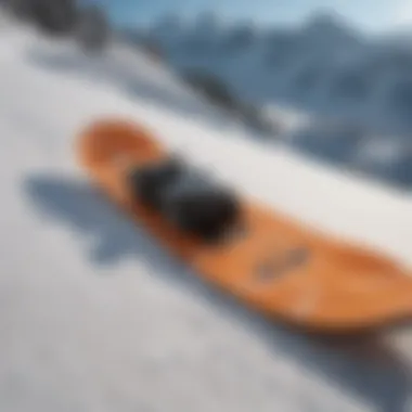 Snowboard shell in action on a snowy mountain slope