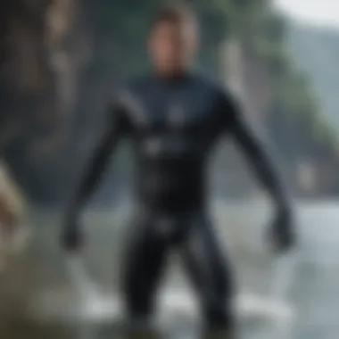 Performance in Action Athlete demonstrating wet suit functionality in extreme water conditions