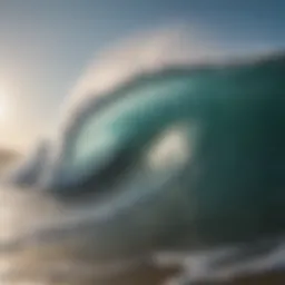 Dynamic ocean waves crashing against the shore