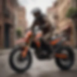 A rider using a wearable device while performing a stunt