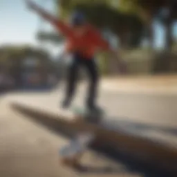 Dynamic skater performing a trick on a Santa Cruz skateboard