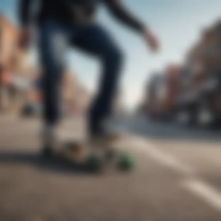 A group of skateboarders demonstrating different riding techniques on Element skateboards