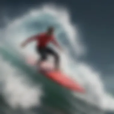 An intense moment captured while surfing massive ocean waves.