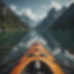 A serene lake surrounded by mountains, ideal for kayaking.