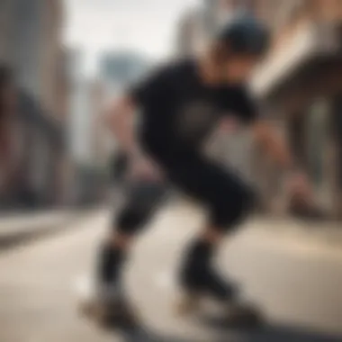 A skateboarder demonstrating the proper use of knee pads during a trick