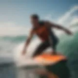 Surfers wearing life vests in action