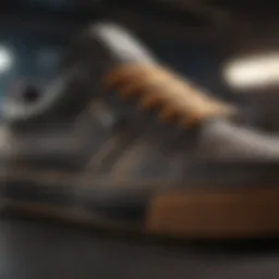 A close-up of a youth skateboarding shoe showcasing its unique grip pattern and cushioning technology.