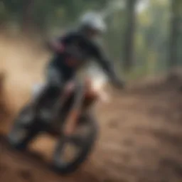 A motocross racer navigating a challenging terrain
