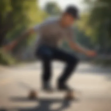 A skateboarder wearing a stylish skate shirt while performing tricks at a park.