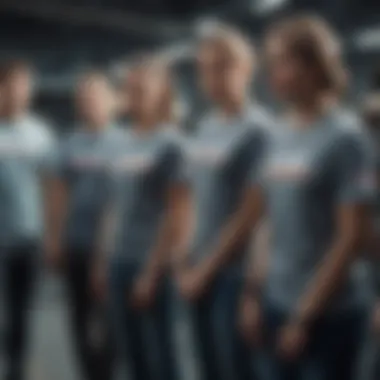 Group of enthusiasts wearing graph t-shirts at an extreme sports event