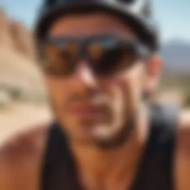 A cyclist wearing high-tech sunglasses during a heatwave