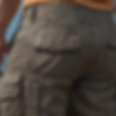 Close-up of cargo shorts showcasing pockets and fabric texture