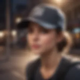 Stylish flat bill hat worn during a skateboarding session