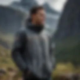 Stylish windbreaker jacket in a rugged outdoor setting