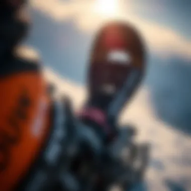 Close-up of specialized ski surfing gear showcasing the unique binding system