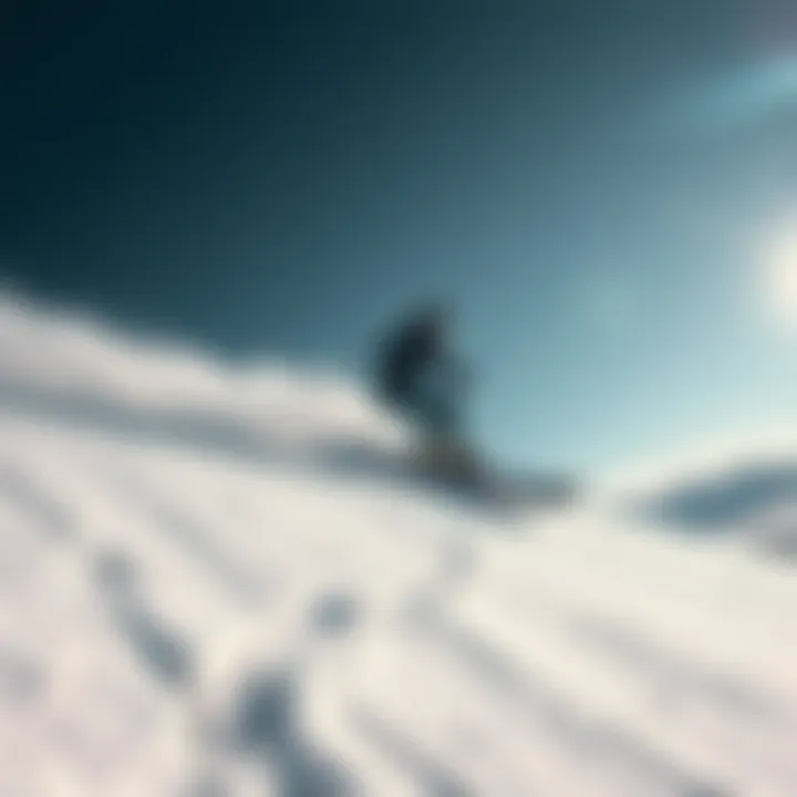 A skier gliding effortlessly on a snowy slope with a surfboard attached to their feet