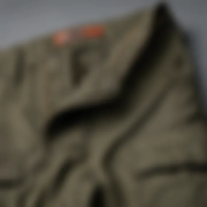 Detailed view of Levi Army Cargo Pants showcasing fabric texture and stitching