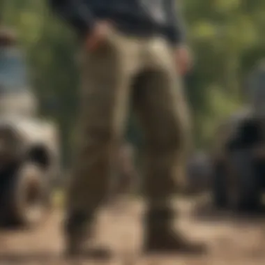 Levi Army Cargo Pants being used in an outdoor adventure