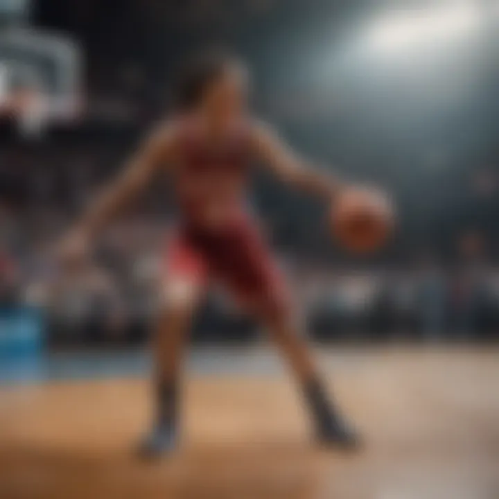 An action-packed moment showcasing a young athlete's bold move on the court.