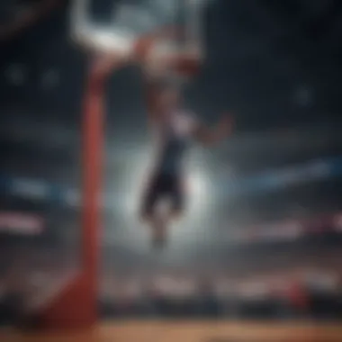 Daring Dunk by Young Talent A dynamic young player executing a daring dunk during a high-stakes game.