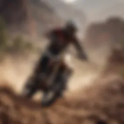 Electric dirt bike navigating through rugged terrain