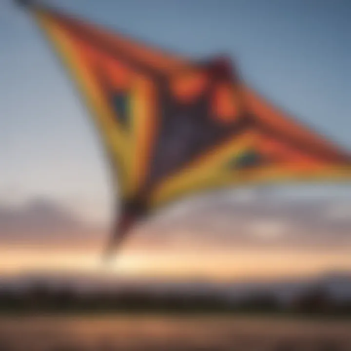 A close-up view of a modern stunt kite showcasing its intricate design