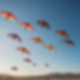 A vibrant display of traditional kites soaring in a clear blue sky