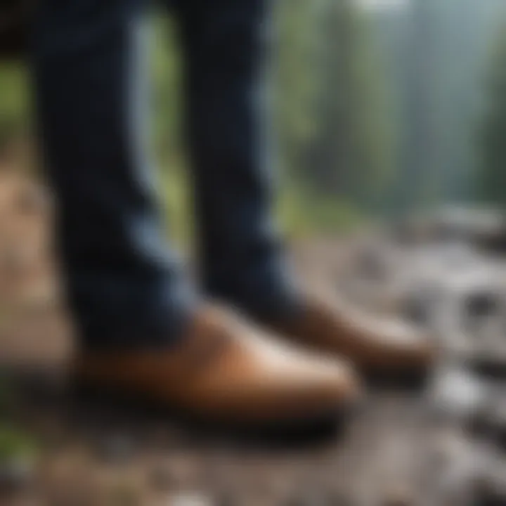 A scenic outdoor setting featuring Cobian slippers worn on a casual hike