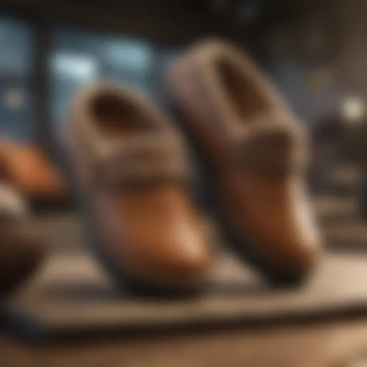 An assortment of Cobian slippers displayed in a retail environment highlighting variety