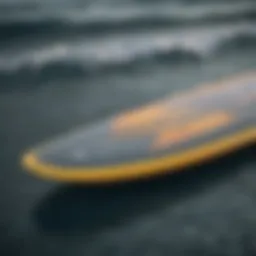 Close-up view of a hydrofoil surfboard showing its unique design elements.