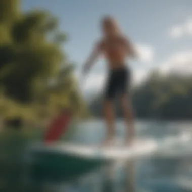 Paddle Board Stability in Action A paddle boarder demonstrating stability on water with different weight capacities