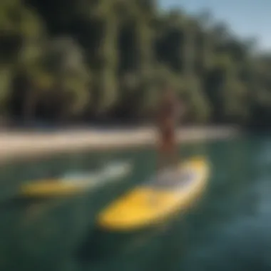 Comparing Transportability of Paddle Boards A side-by-side comparison of a lightweight and a heavier paddle board in a transport setting