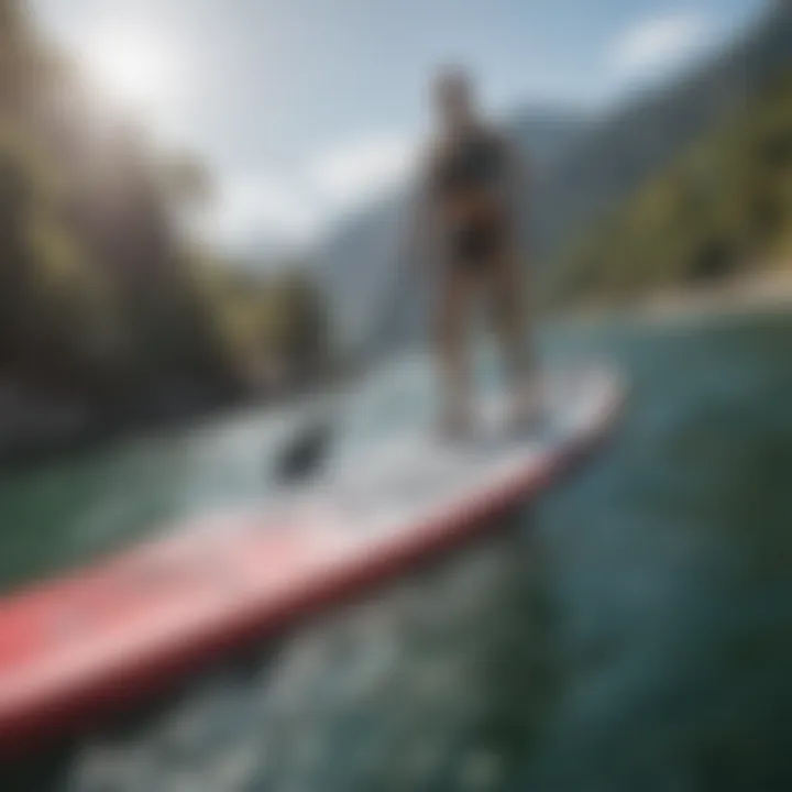 A close-up of advanced paddleboard technology showcasing modern materials