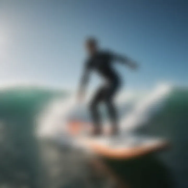 A surfer enjoying the enhanced experience with a pump surf board in action.