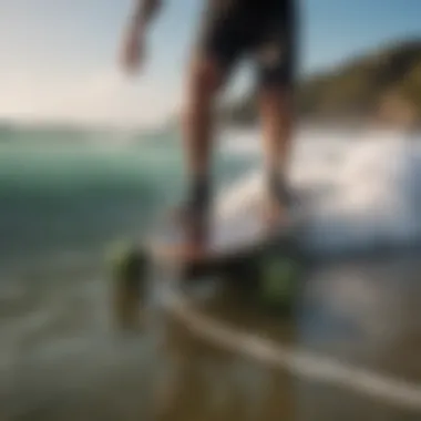 A longboard equipped with a surf adapter in action on the waves