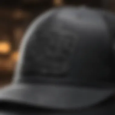 Close-up of the trucker hat showcasing unique design elements