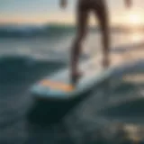 Electric foil surfboard in action on ocean waves